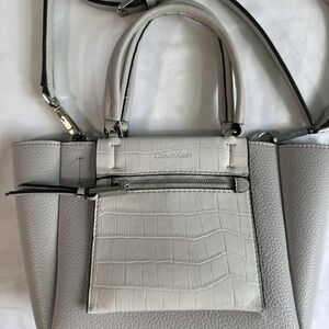 Calvin Klein Satchel Crossbody Bag Faux‎ Croc Leather Designer Purse